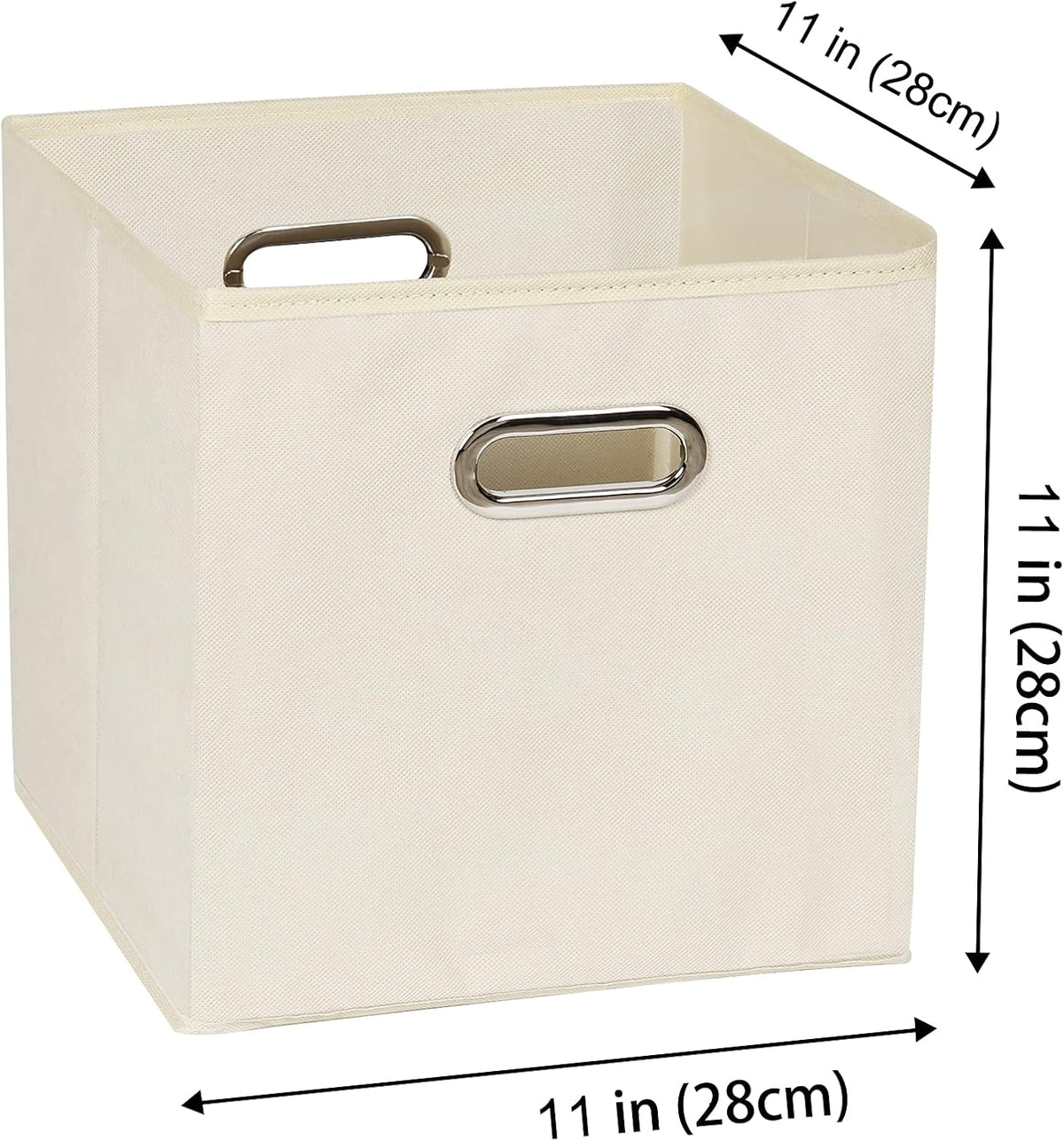 Yunkeeeper storage bins Cubes, Fabric Cube Organizer with Handle, Foldable Cube Bins for Cloth or Accessary Storage, 11x11x11, Set of 6, (Creamy White)