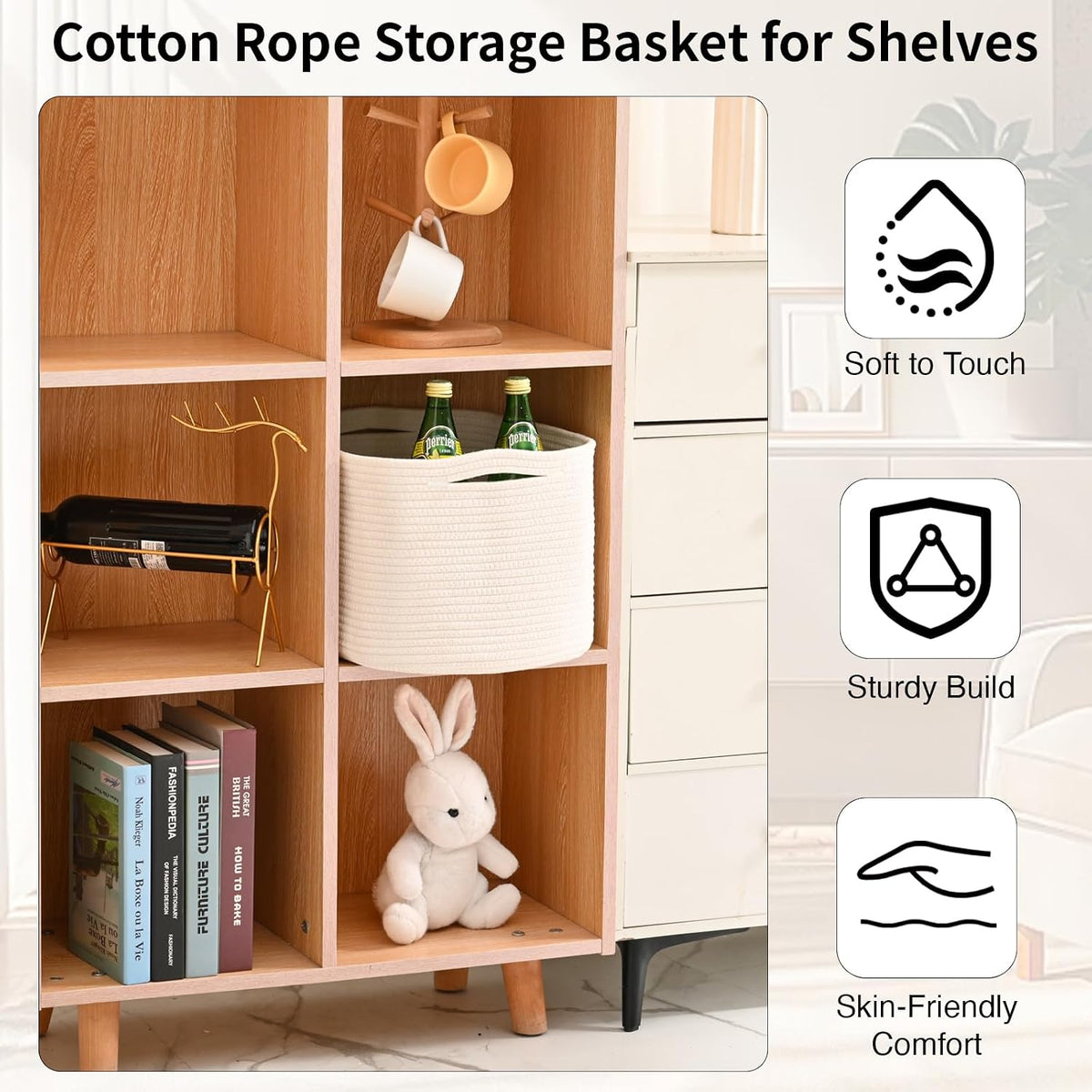 ICERZCZ Woven Cotton Rope Baskets for Gifts Empty, 15×11×9.5 Off White