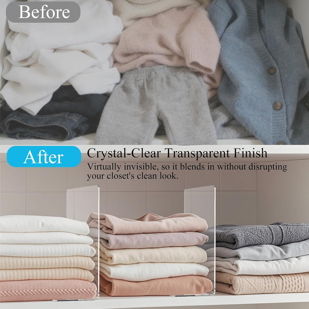 Clear Acrylic Shelf Dividers Closet Organizers for Organization Enthusiasts