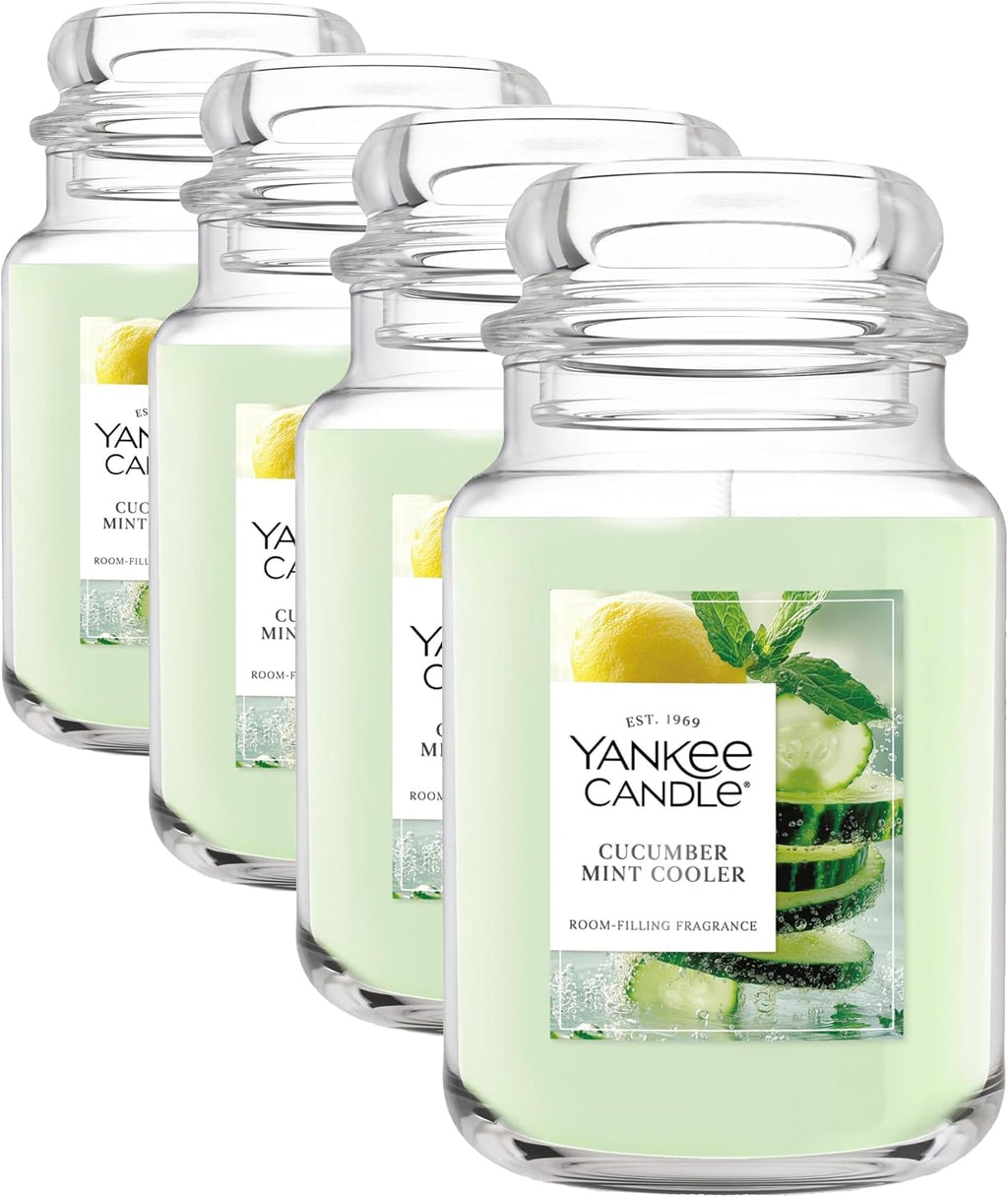 Yankee Candle Cucumber Mint Cooler Scented Candle, 22oz Jar, Large (Pack of 4)