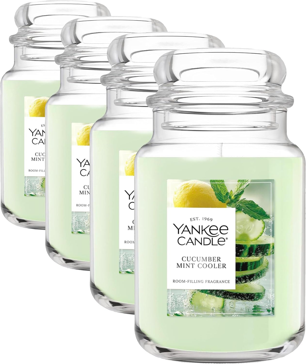Yankee Candle Cucumber Mint Cooler Scented Candle, 22oz Jar, Large (Pack of 4)