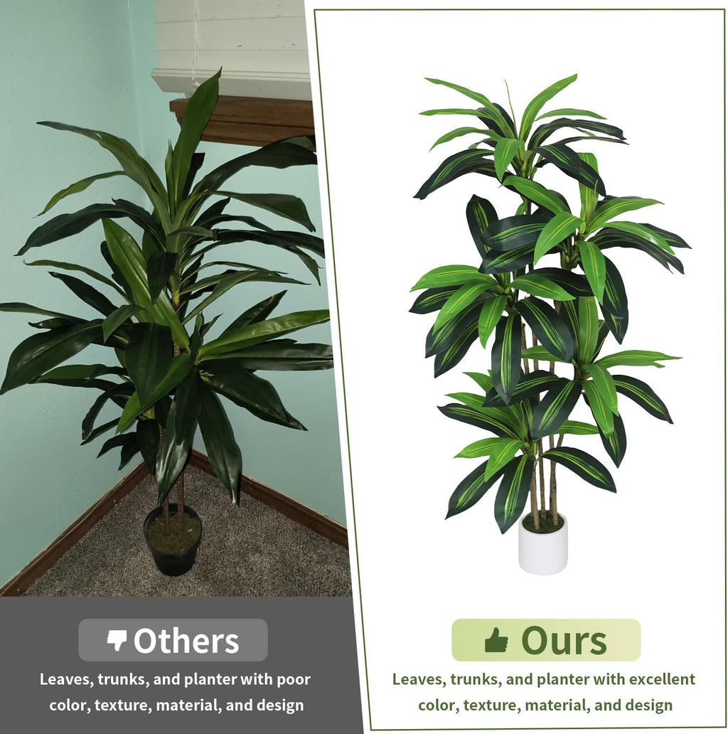 Artificial Dracaena Tree 5FT - Faux Indoor Tree with Pot for Living Room