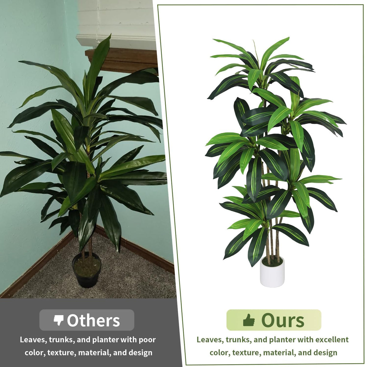 Artificial Dracaena Tree 5FT - Faux Indoor Tree with Pot for Living Room