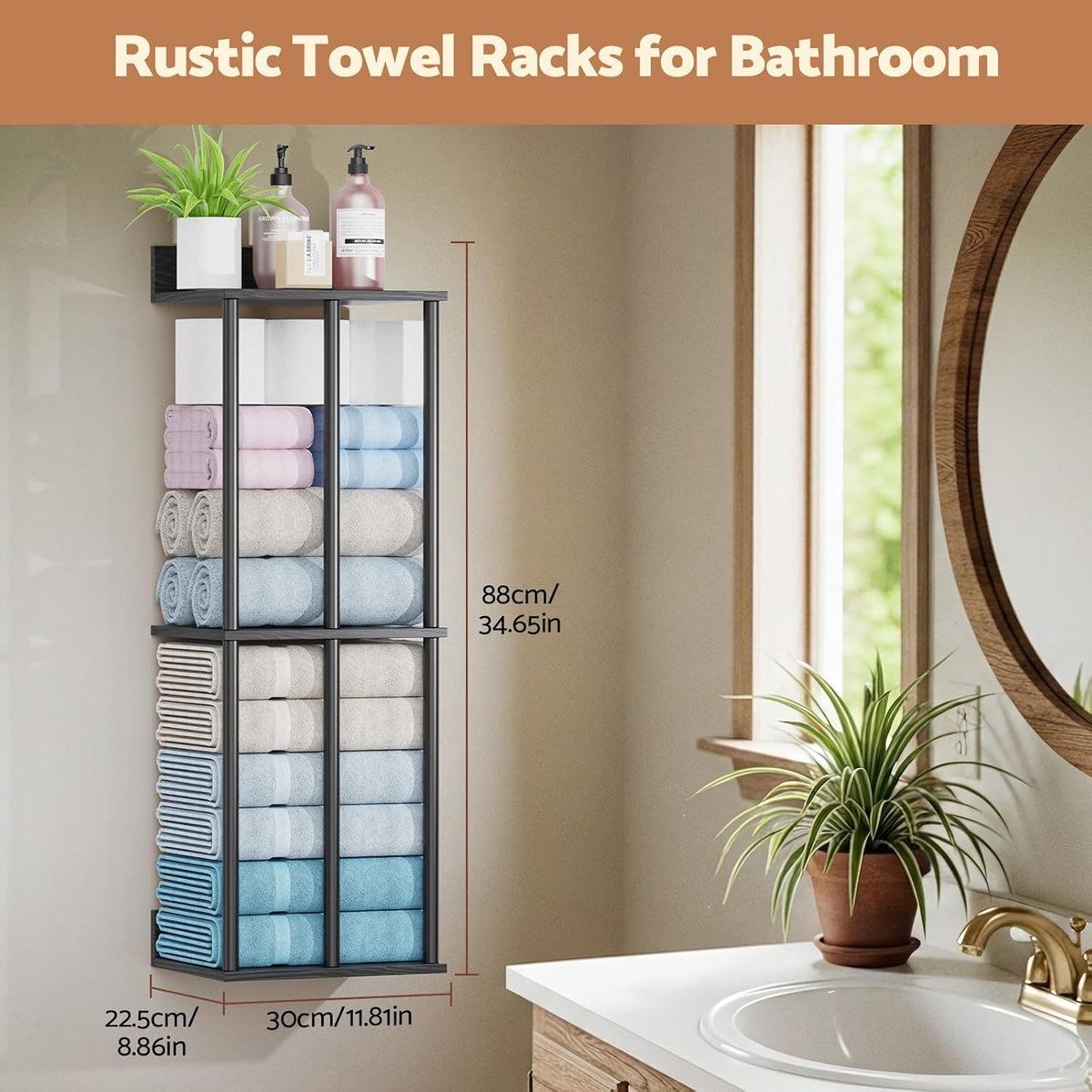 Bathroom Towel Storage, Black Bathroom Towel Holder