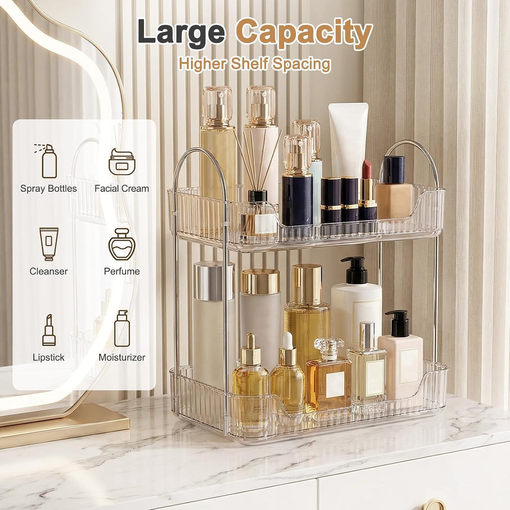 Goderewild 2-Tier Bathroom Counter Organizer, Clear Makeup Organizer