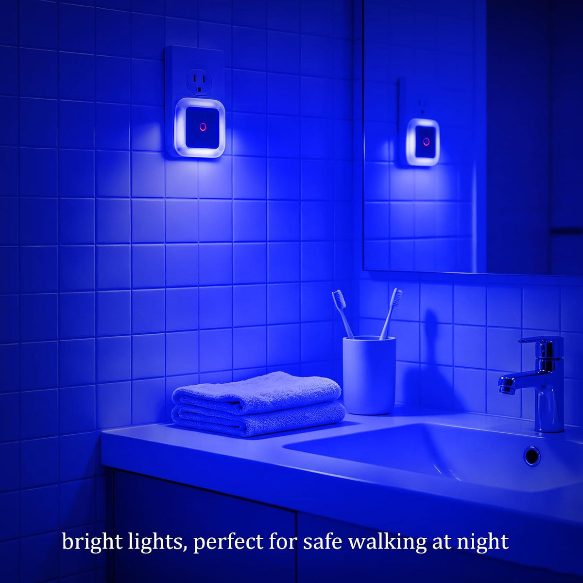 4 Pack Plug-in Bright Blue LED Night Lights with Light Sensor