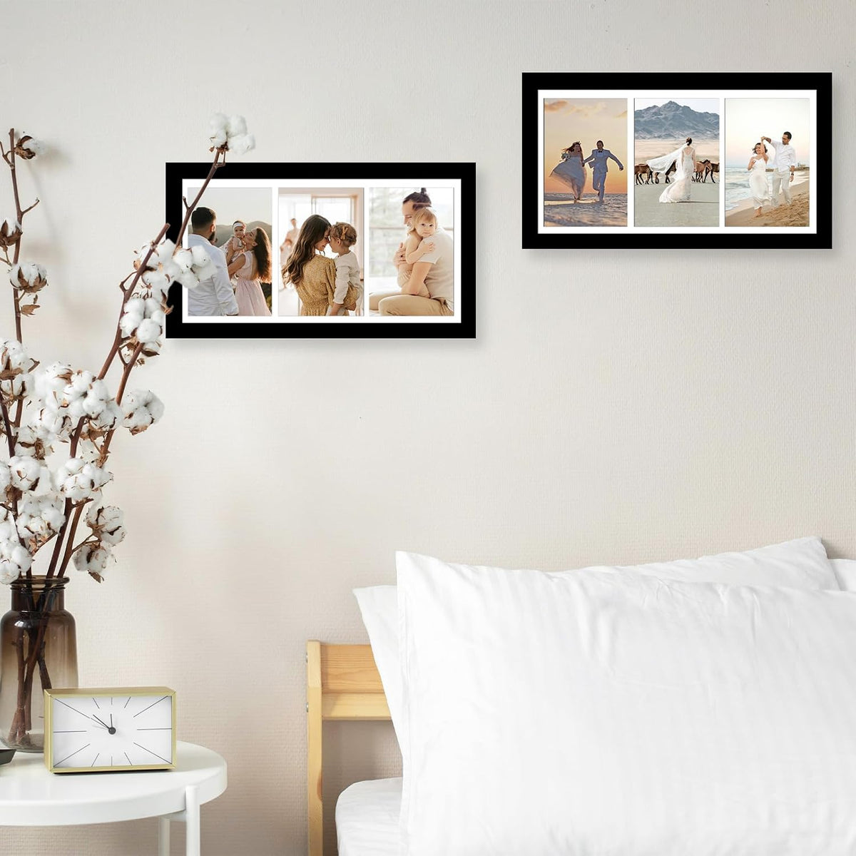 JCJMY 8x16 Collage Picture Frame with Mat, Display 3 Pcs 4x6 Photos or 8x16 Picture, Three Opening 4x6 Picture Frame Collage for Wall Hanging or Tabletop, Lightweight 4 x 6 Triple Photo Frame, Black