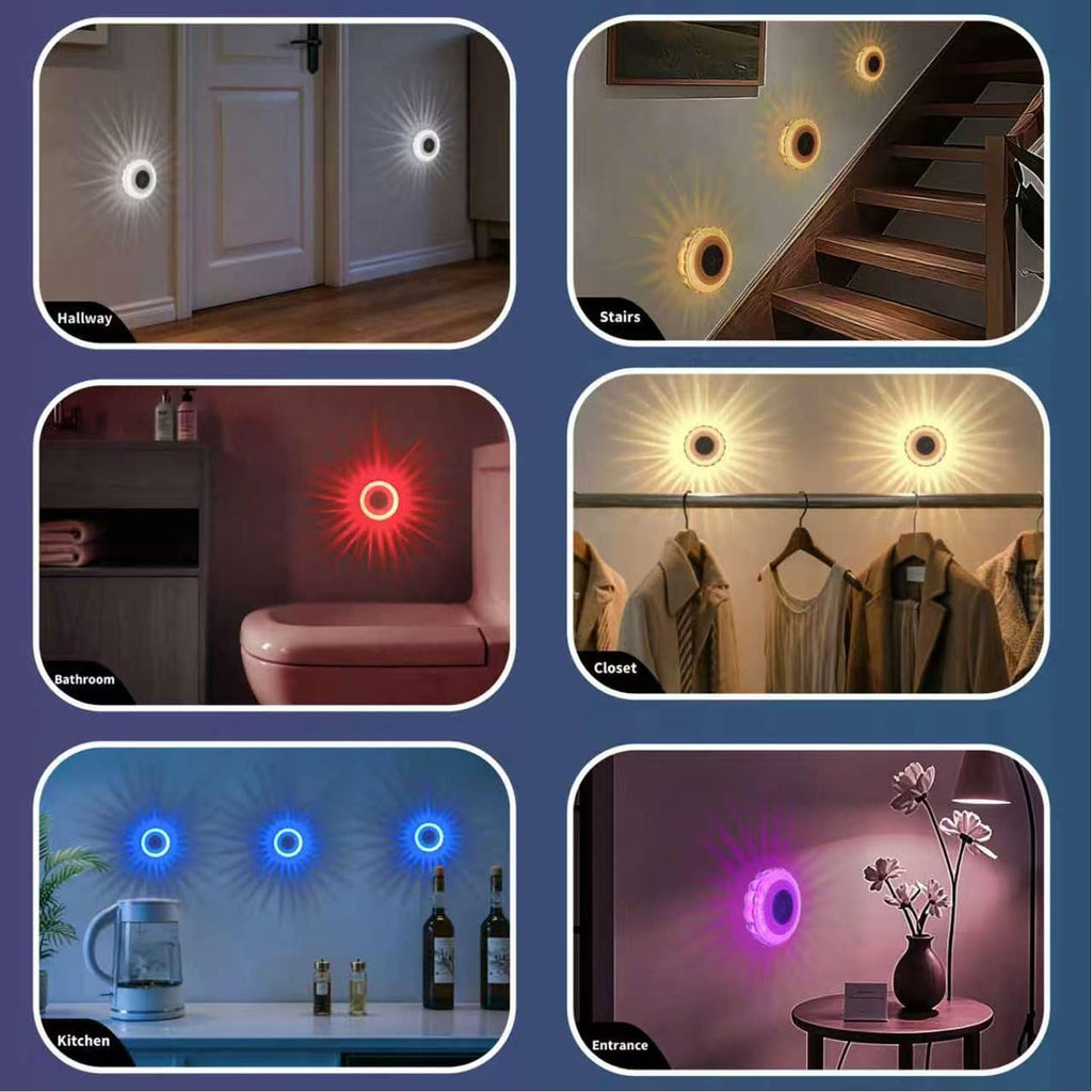 2 Pack Motion Sensor Step Night Light,Indoor Stair Light-RGB and Warm White Magnetic Induction Wall Light,Rechargeable LED Color Changing Sensor Light,Suitable for Bedroom,Hallway,Bathroom,Stairs