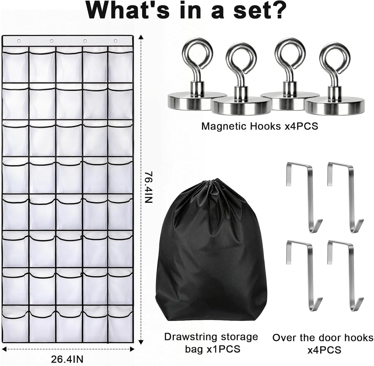 Cruise Ship Magnetic Door Organizer, 40 Pockets Over The Door Cruise Cabin Storage Shoe Rack with and 4 Strong Anti Scratch Magnets Carry Bag for 2026 Cruise Essentials Travel Organization