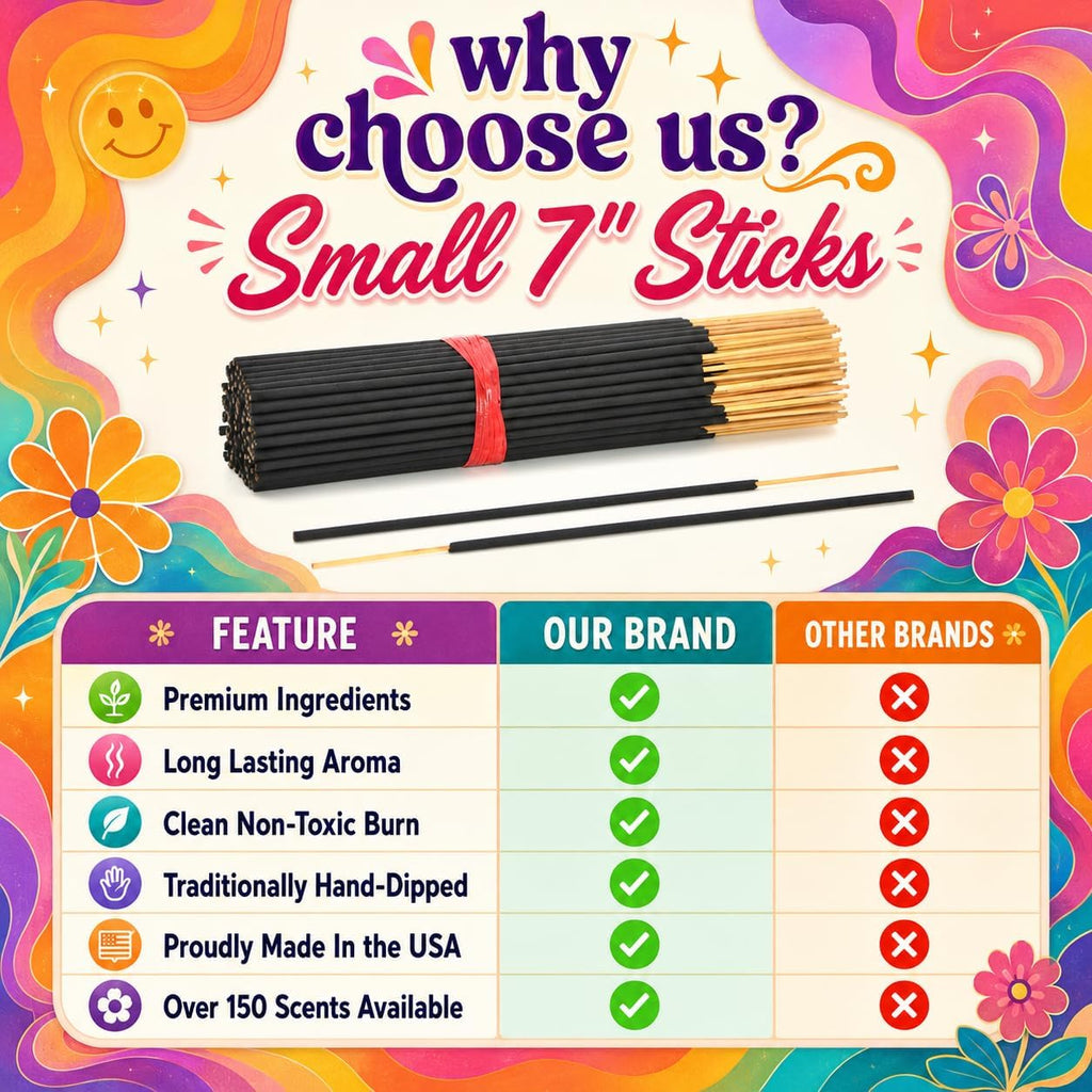 Jasmine Exotic Incense Sticks 7 Inch - Bulk 1 Bundle 85 to 100 Sticks - Natural 7" Long Lasting Aroma that Burns for 30 to 45 Minutes.