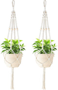 41 Inch Macrame Plant Hanger Indoor Hanging Plant Holder Ivory 2Pcs