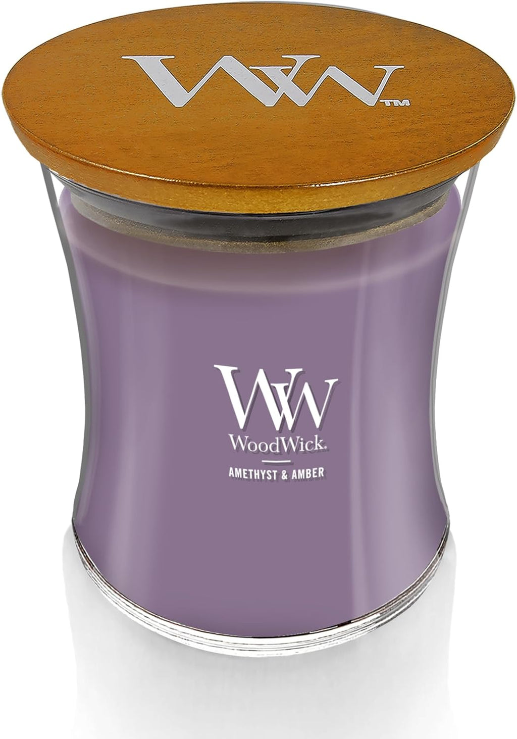 WoodWick Amethyst & Amber Gifts for Women and Men, 9.7 oz Medium Hourglass Candle with Crackling Wick (Pack of 4)