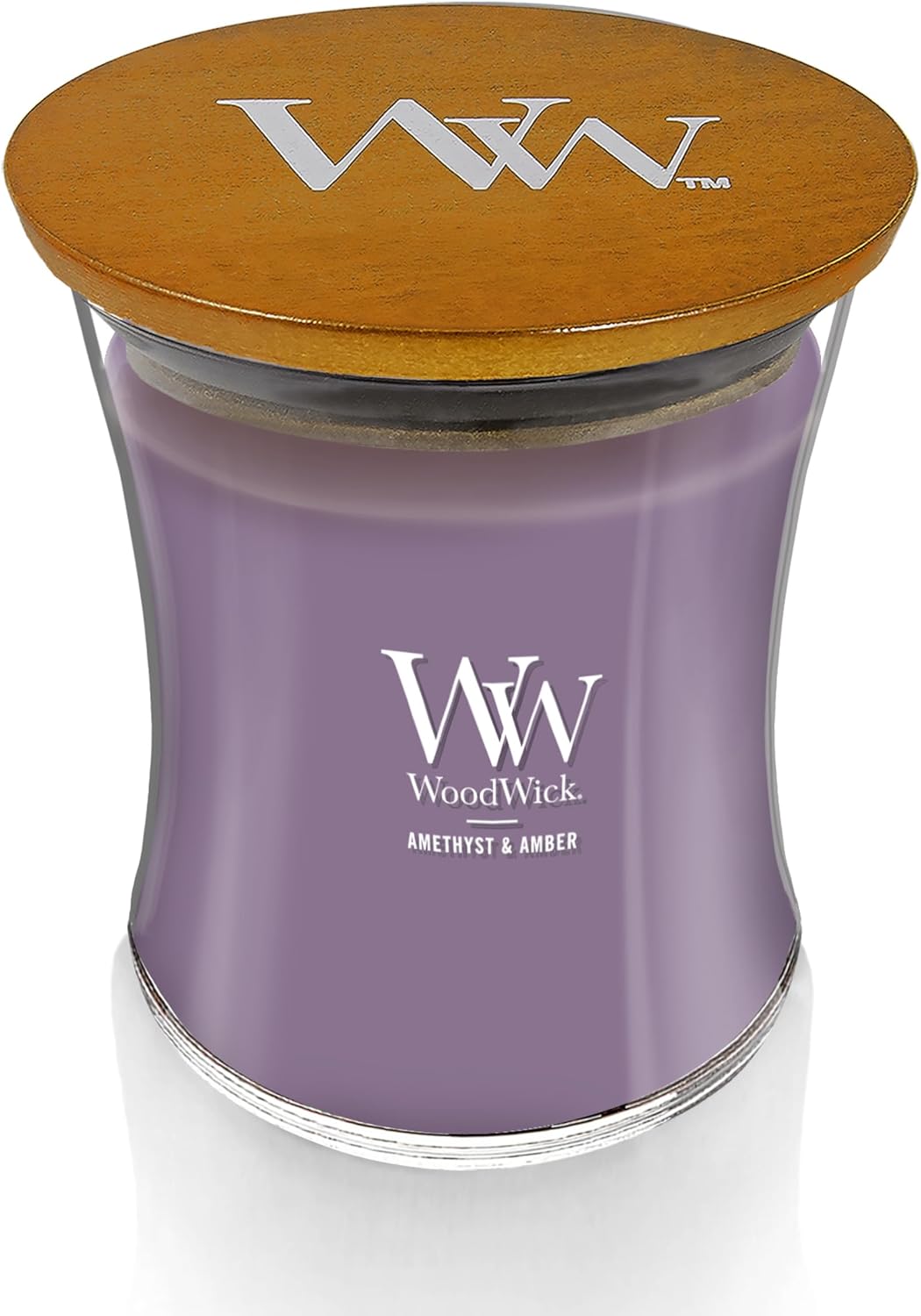 WoodWick Amethyst & Amber Gifts for Women and Men, 9.7 oz Medium Hourglass Candle with Crackling Wick (Pack of 4)