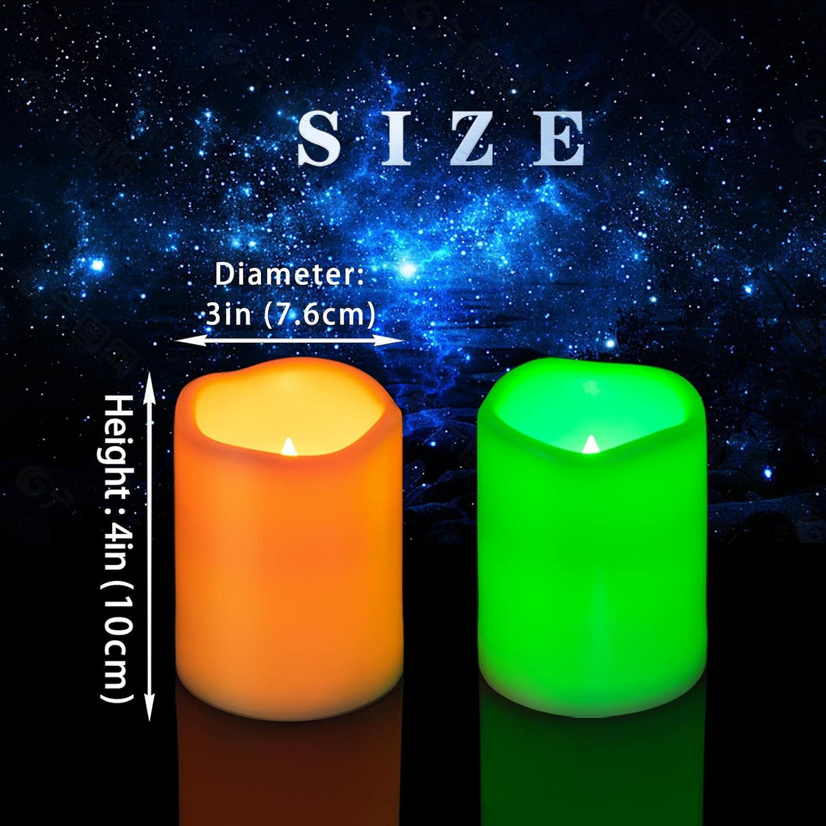 2 PCS 3" x 4" Multi-Color Flameless LED Pillar Candles with Remote Timer/Battery Operated Electric Flickering Plastic LED Fake Candle for Halloween Pumpkin Light Lantern Christmas Decorations