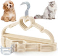 24 Pcs Pet Hangers 13'' Non-Slip Velvet Metal Hooks,Beige
