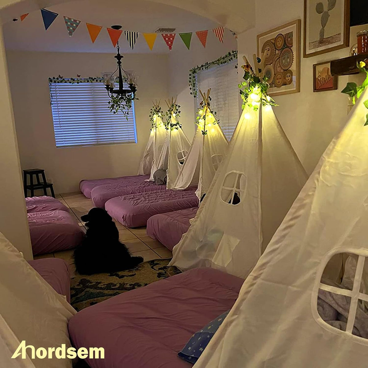 Anordsem Battery String Light Indoor: 6.88Ft/10 LED Cotton Ball Lanterns 2 Pack - Fairy Cozy Lighting Hanging Deco for Room Bedroom Party - Birthday Gifts for Babies Students Adults