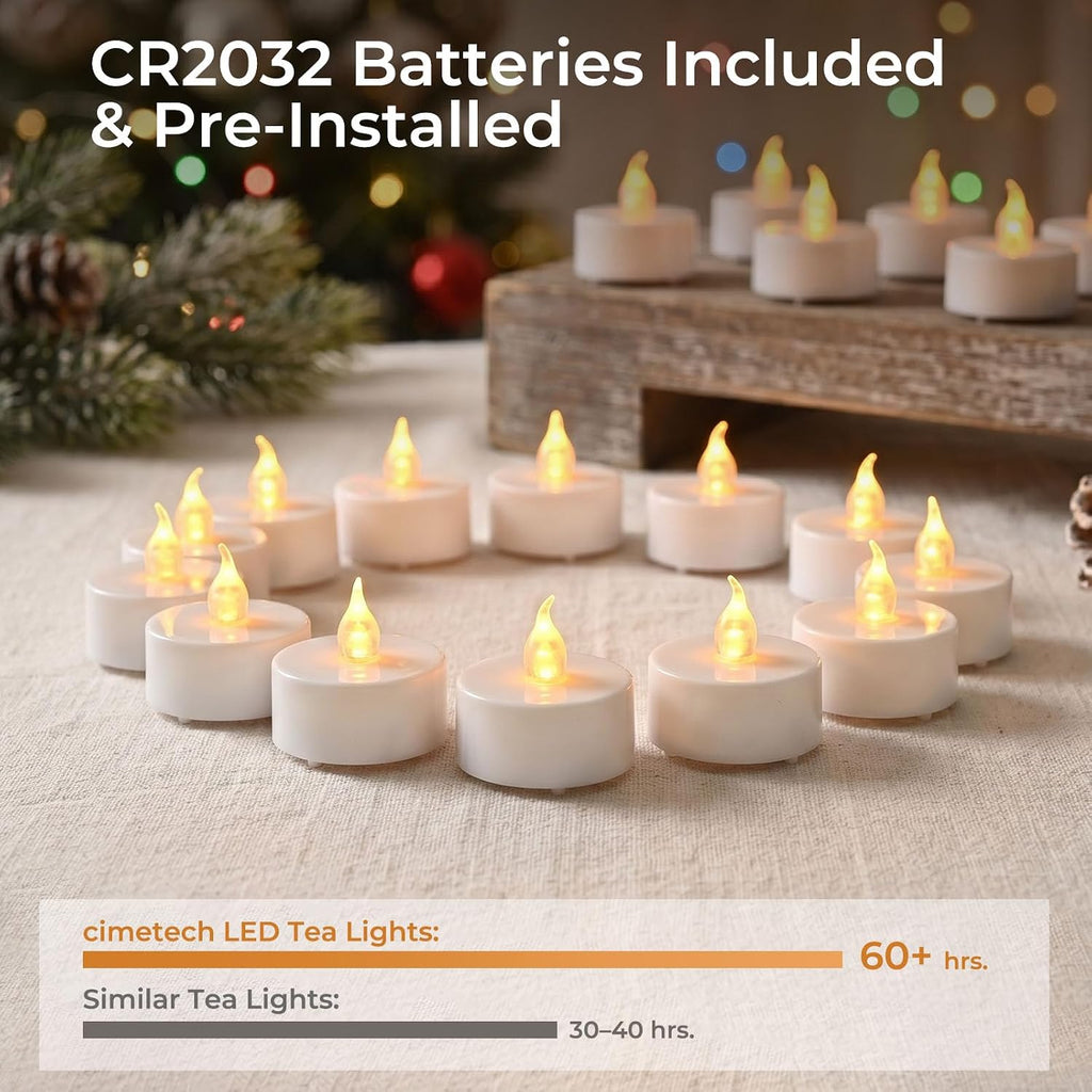 JOSU 24PCS Flameless Tea Lights Candles with Remote Timer, Led Battery Operated Electric Votive Candle for Wedding Centerpiece Table Decorations, Flickering Tealight Candles for Halloween Party Decor