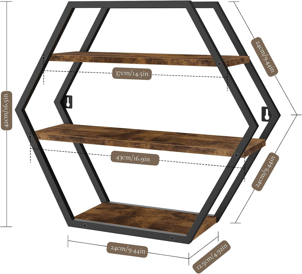 Hexagon Shelves for Wall, Decorative Hexagon Floating Shelves