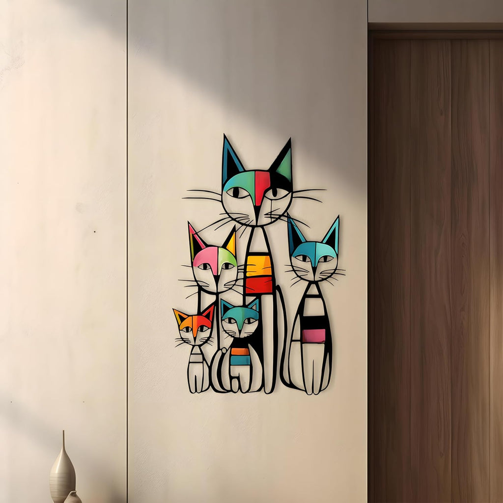 Cat Wall Art Decor Metal Iron Wall Sculptures Decor Gifts for Cat Lovers