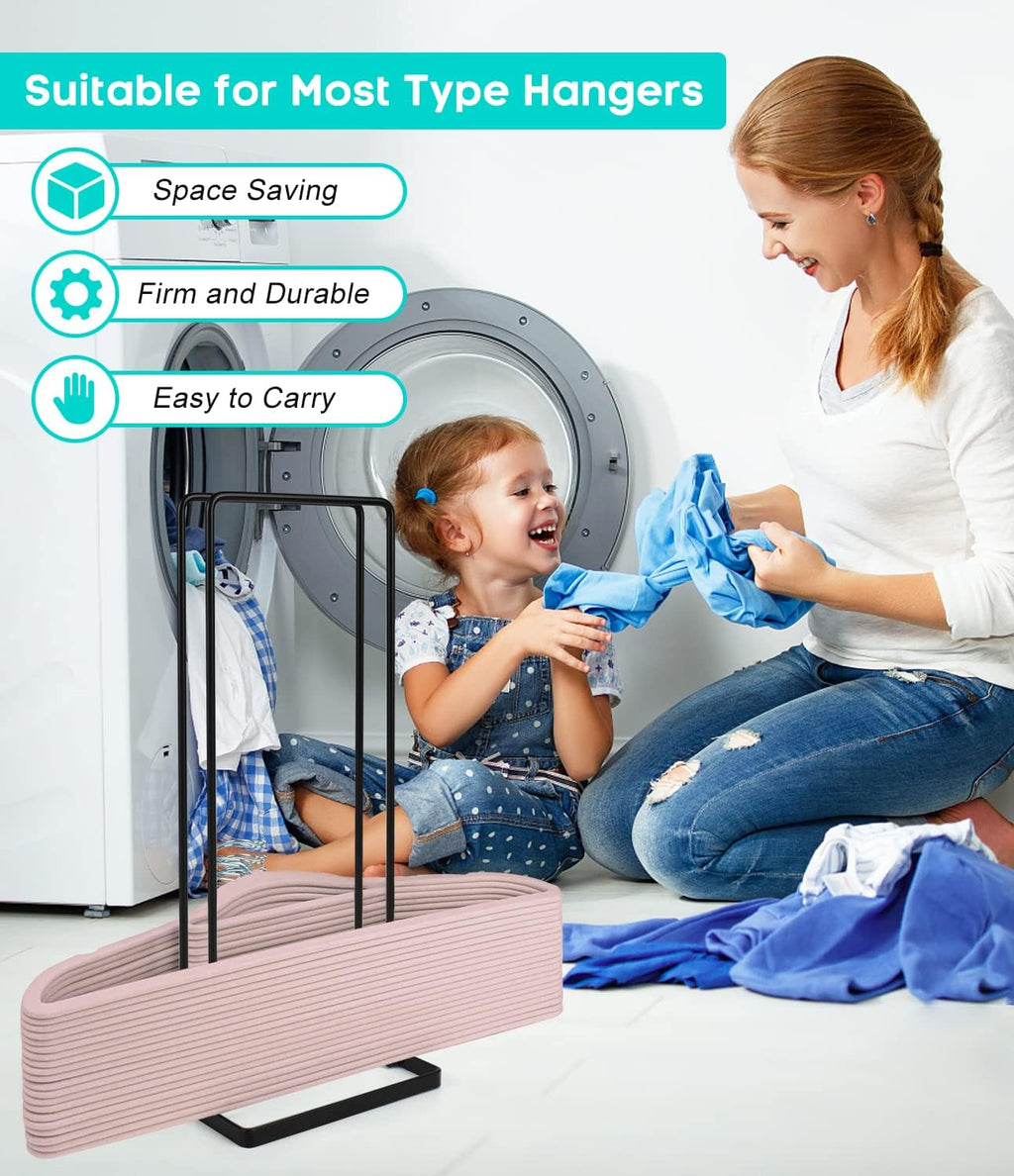 Hanger Storage Stacker Stand, Holds Up 110 Wire Clothes Hangers for Laundry Room Closet Space Saving, Portable Sturdy Organizer Rack Holder Adult and Child Hangers, Keep Tidy (1)