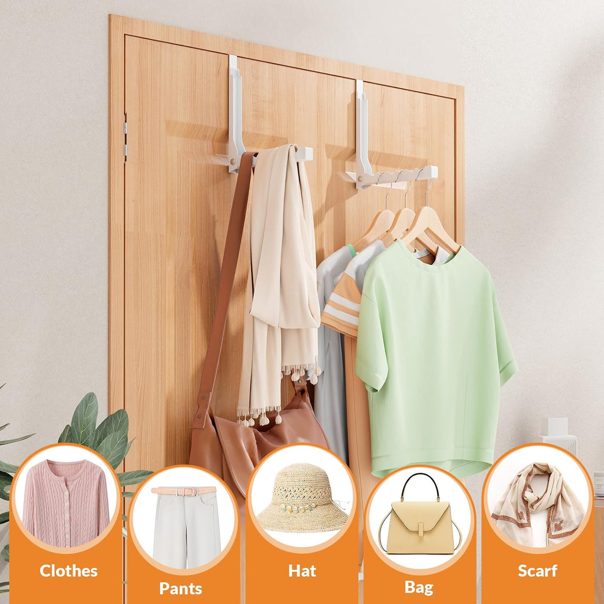 4-Pack Folding Clothes Drying Rack, Over The Door Hanger for Clothing, Metal Hanger Hook Rack with 6 Grooves, Space Saving Organizer for Laundry, Steaming & Outfits