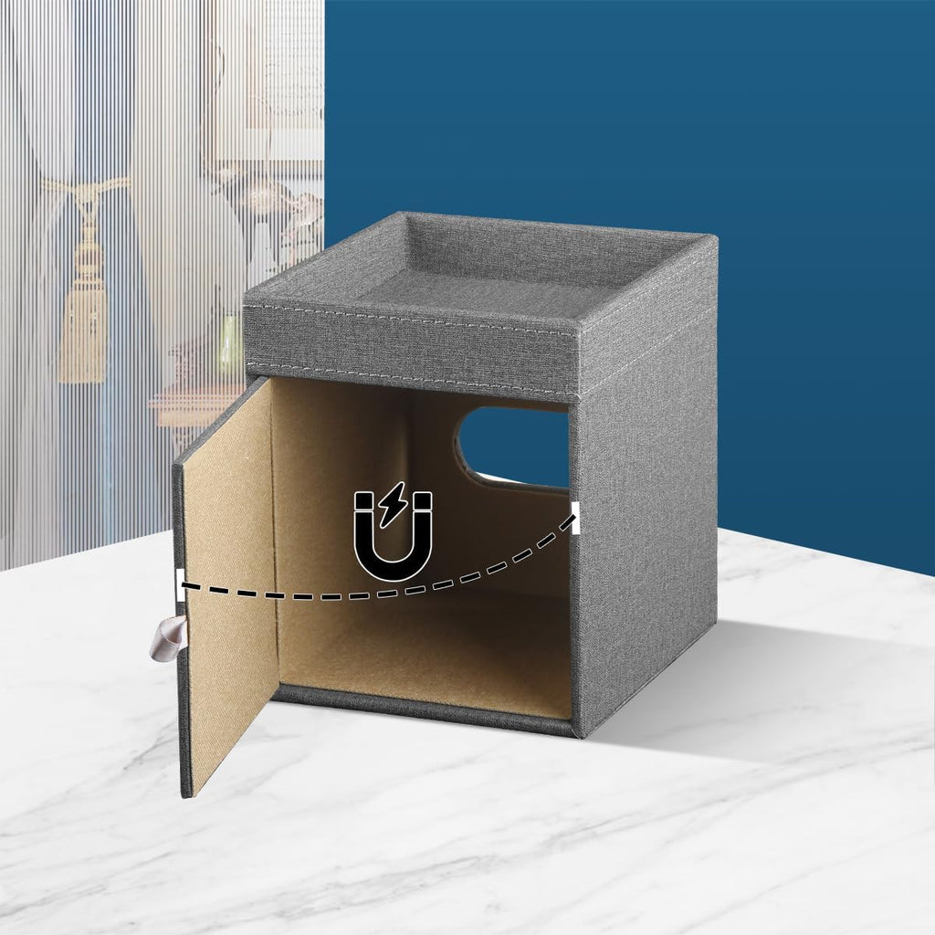 Square Tissue Box Cover with Storage Tray,Modern Decorative Tissue Holder
