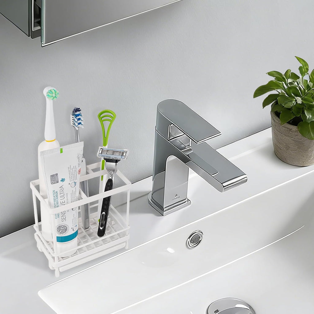 Electric Toothbrush Holders for Bathrooms Toothpaste Organizer, White