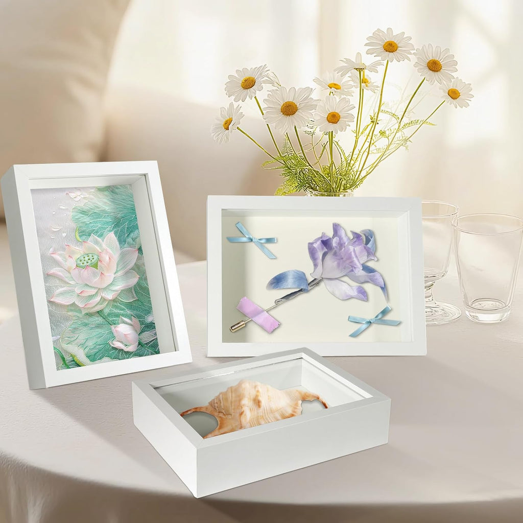 4x6 Small White Shadow Box Frame Display Case