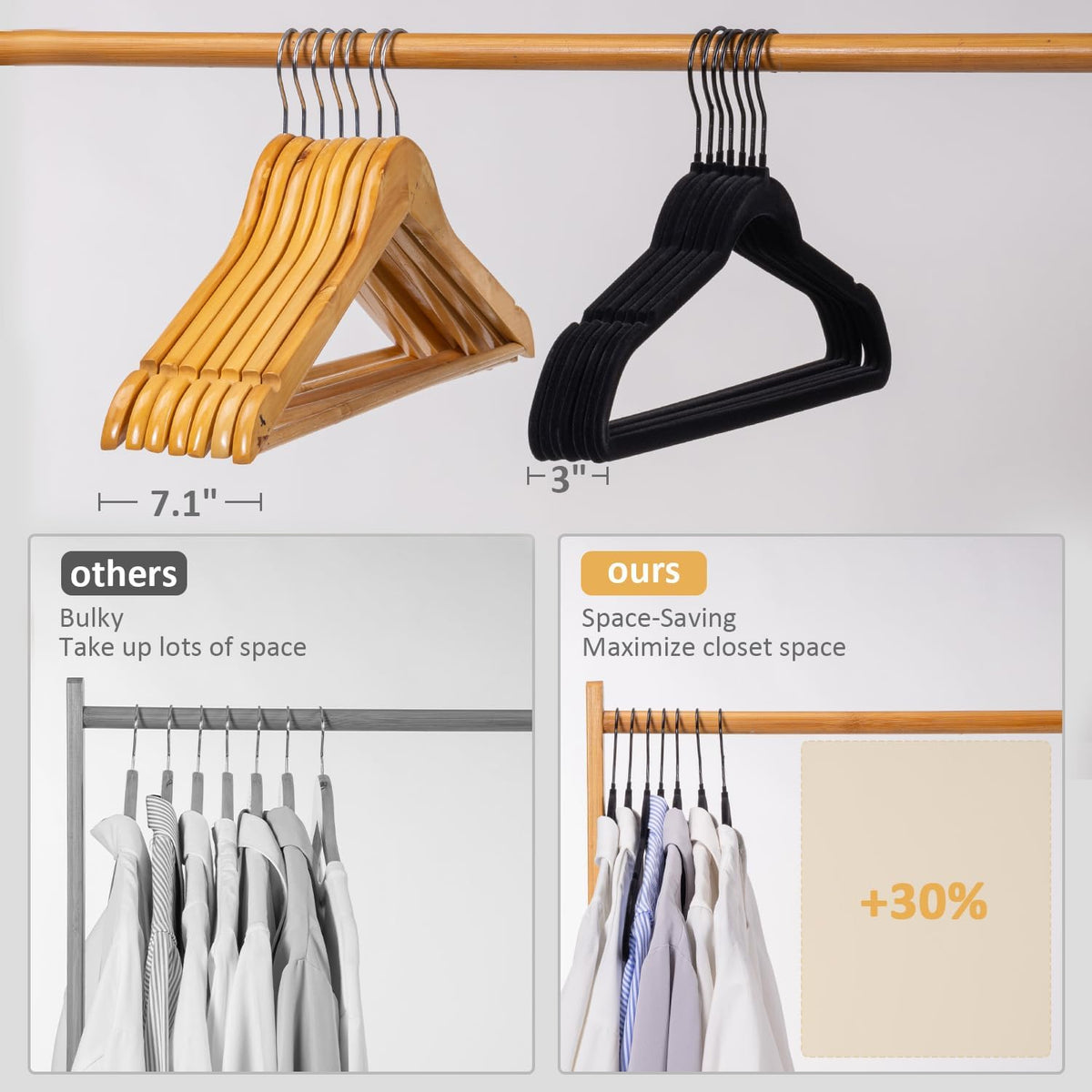 Black Velvet Hanger 60 Pack, Non Slip Clothes Felt Hanger, Heavy Duty Velvet Coats Hangers, Premium 0.2 Inch Slim Space Saving Suit Hangers for Closet Organizer, 360° Rotating Black Hook