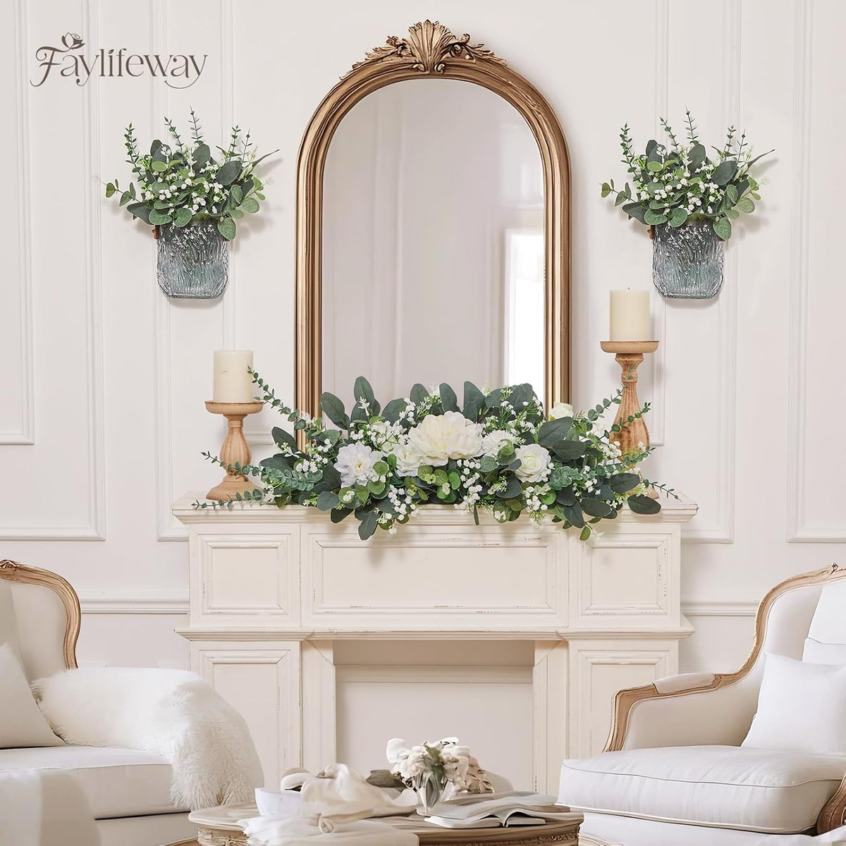 240 Pcs Artificial Eucalyptus & Baby Breath Greenery Stems
