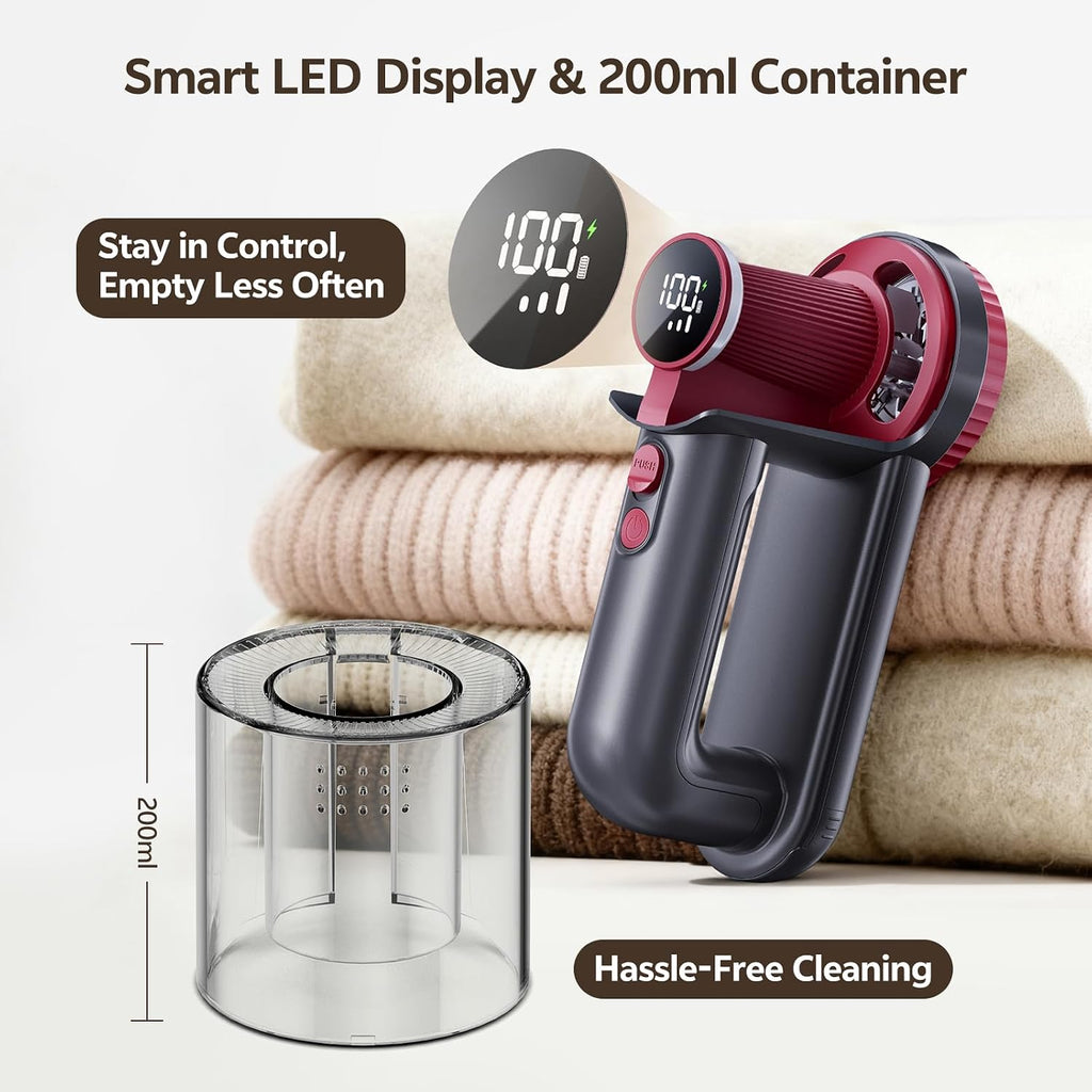 Rechargeable Fabric Shaver, 2-in-1 Lint Remover with 6-Blade (BlueRose)