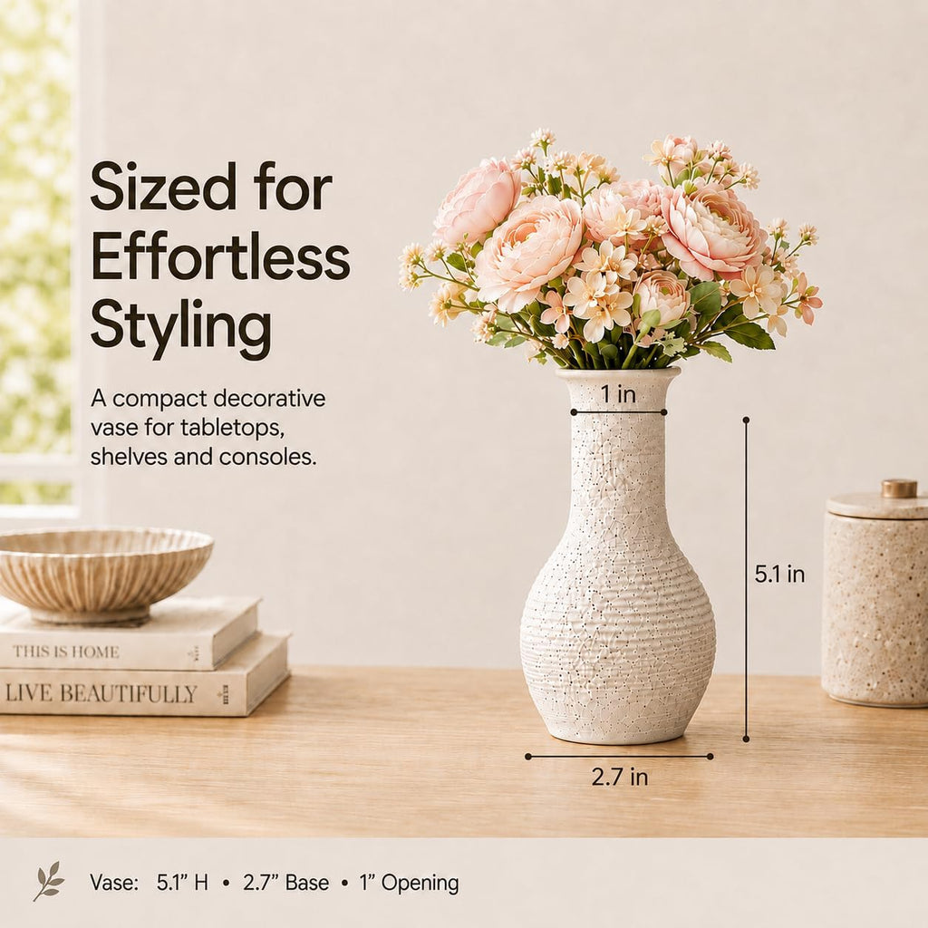 Nawaza Ceramic Flower Vase White Small Farmhouse Table Decor Vase V15