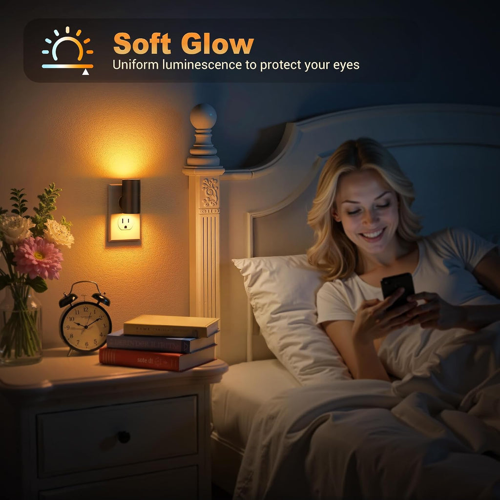 JandCase LED Night Light Plug in,Rotating Night Lights Plug into Wall Amber