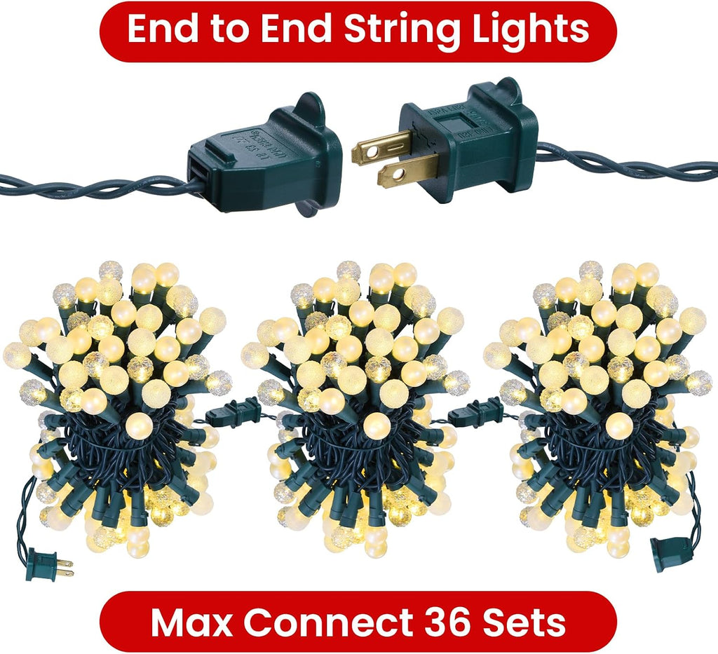 Globe String Lights, 70 LED Mix-Ball Fairy Lights Plug in UL Listed Christmas Tree Lights 19Ft Christmas Outdoor Indoor Fairy Lights for Bedroom Tree Patio Party Garden Wedding, Warm White