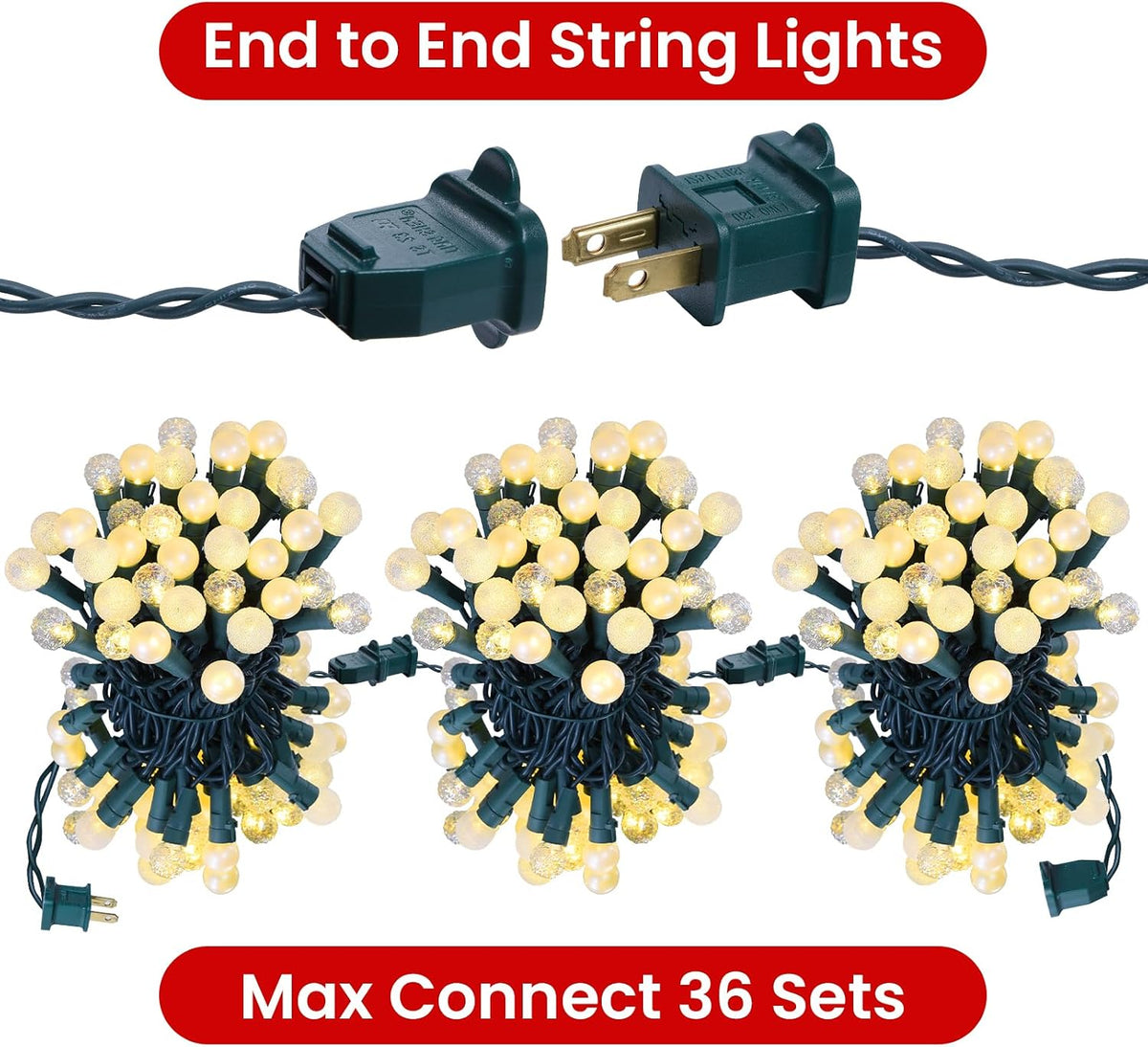 Globe String Lights, 70 LED Mix-Ball Fairy Lights Plug in UL Listed Christmas Tree Lights 19Ft Christmas Outdoor Indoor Fairy Lights for Bedroom Tree Patio Party Garden Wedding, Warm White