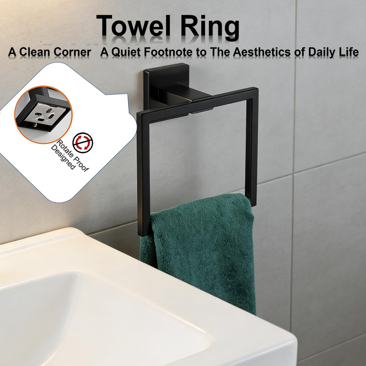 Bathroom Hardware Set Piece Matte Black Bathroom Accessories Set SUS304 Towel Bar Set Includes 2 Towel Bar 24 Inch+2 Towel Holder+2 Toilet Paper Holder+4 Towel Hooks (10, Matte Black)