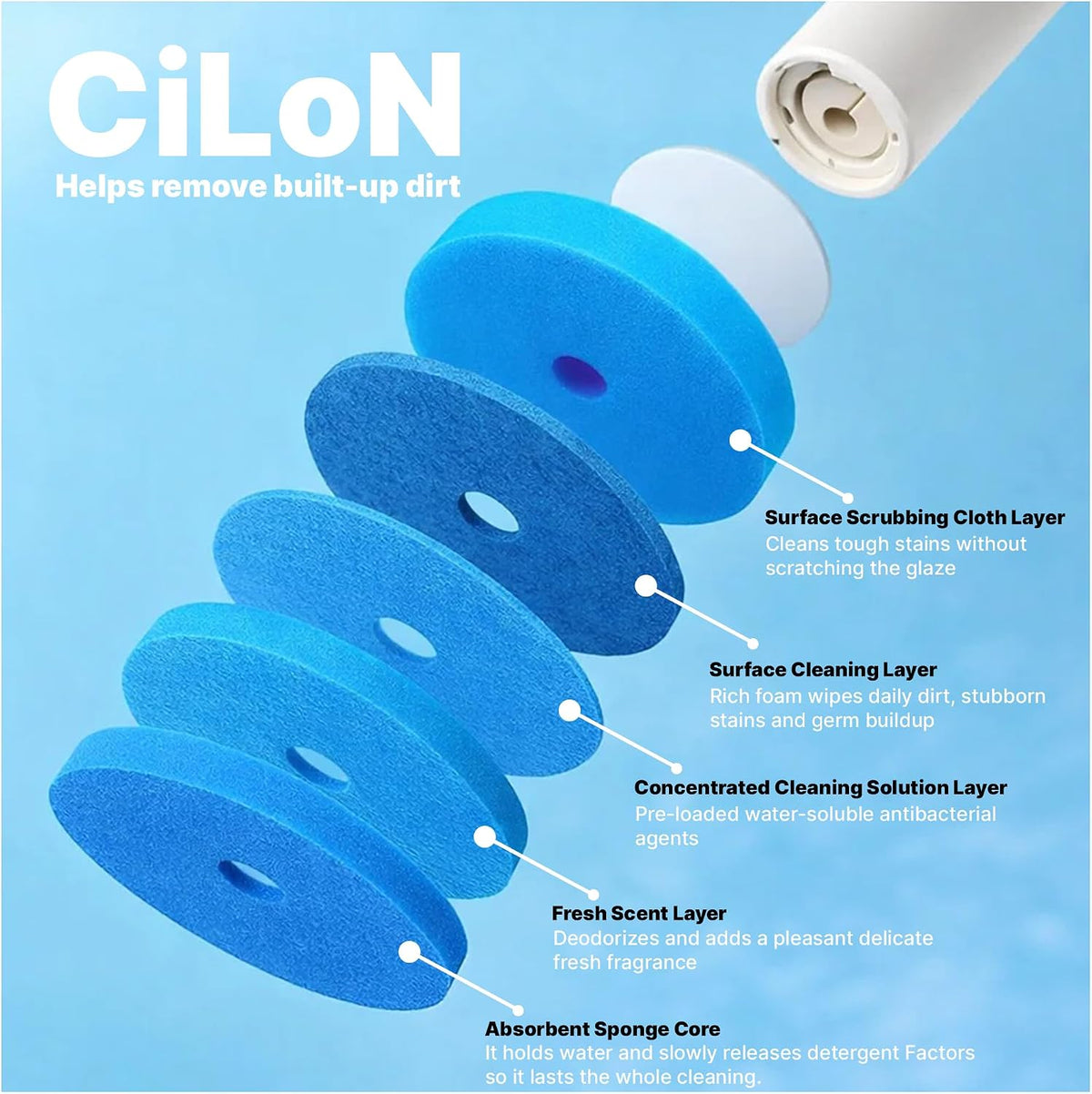 CiLoN Disposable Toilet Brush, Toilet Wand Cleaning System, Bowl Scrubber