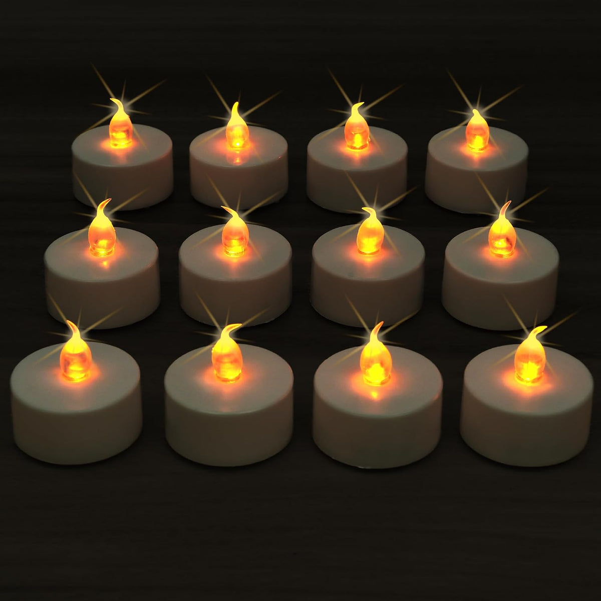 ARORA Flameless Flickering LED Tea Lights Candles Pack of 12, Warm Yellow Votive Battery-Operated Candles for Wedding Anniversary Halloween Christmas