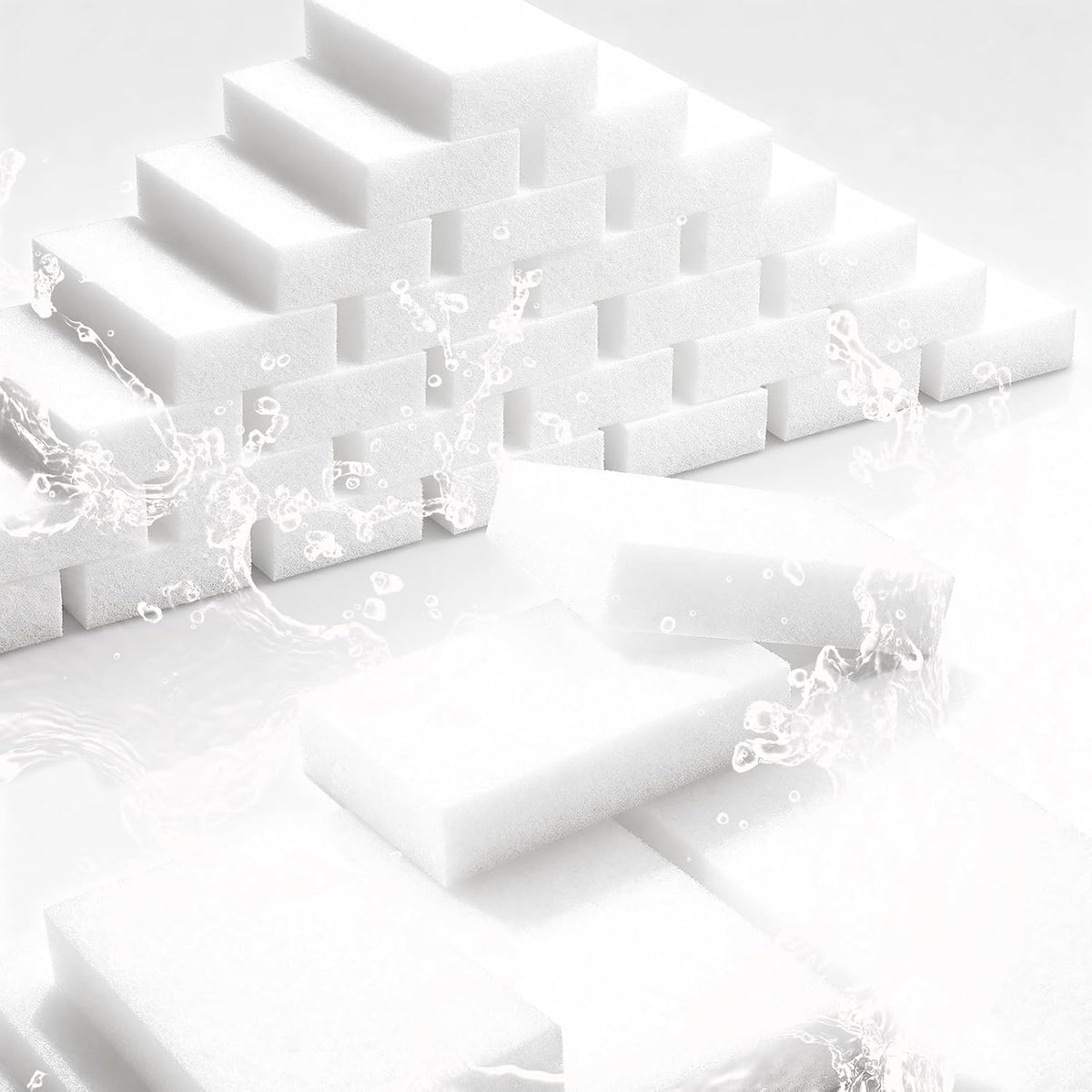100 Piece Magic Shine Eraser, Powerful Cleaning Melamine Clean Sponge, Multi-Purpose Long Lasting Eraser Cleaner, Used for Wall, Kitchen, Bathroom, Furniture, Stain Removal-Household Necessities.