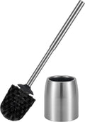 2Packs SUS304 Stainless Steel Toilet Brush and Holder Stain Nickle 12In Handle Bristles Toilet Bowl Brush Bathroom Brushes Cleaning Brush with Case Anti-Rust Brushed Silver