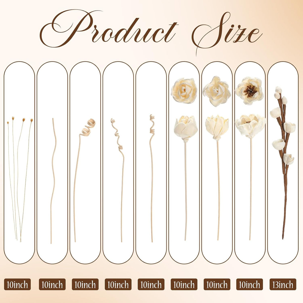 12 Pcs Reed Diffuser Sticks Flowers Reed Set White Wood Flower Aromatic Diffuser for Bathroom Home Bedroom Office Decor Office, Natural Flower