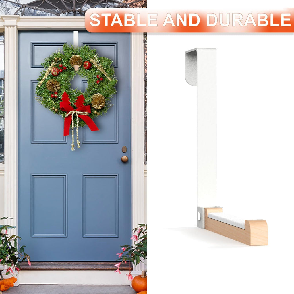 2 Pack Over The Door Hooks(L=6.1"), Over Door Hanger, Heavy Duty No Drill Hanger for Towels, Coats, Hats, Bags in Bathroom, Bedroom, Kitchen, Living Room-White