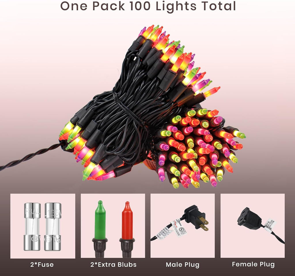 Halloween Lights 100 Mini Purple Orange&Green String Lights
