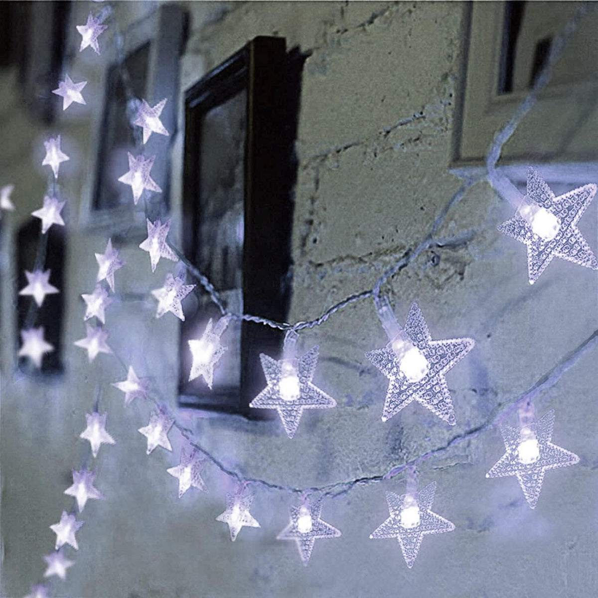 ITICdecor Outdoor Indoor Christmas Star String Lights 15Ft 30LED Cold White