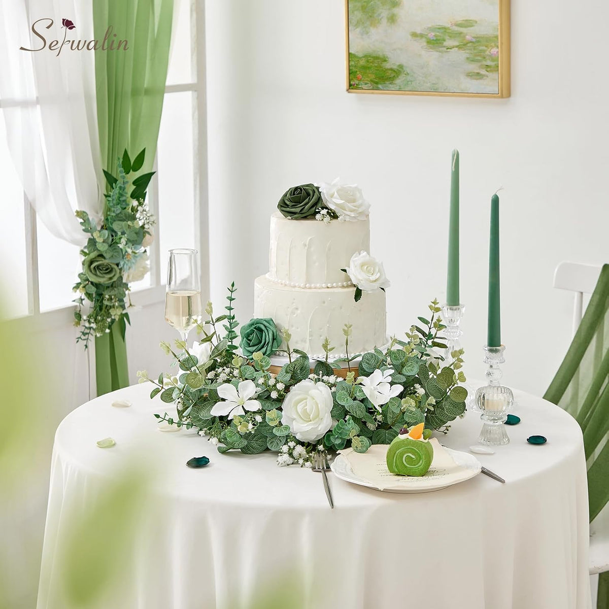Serwalin 50PCS Mixed Eucalyptus Stems with Baby's Breath Greenery