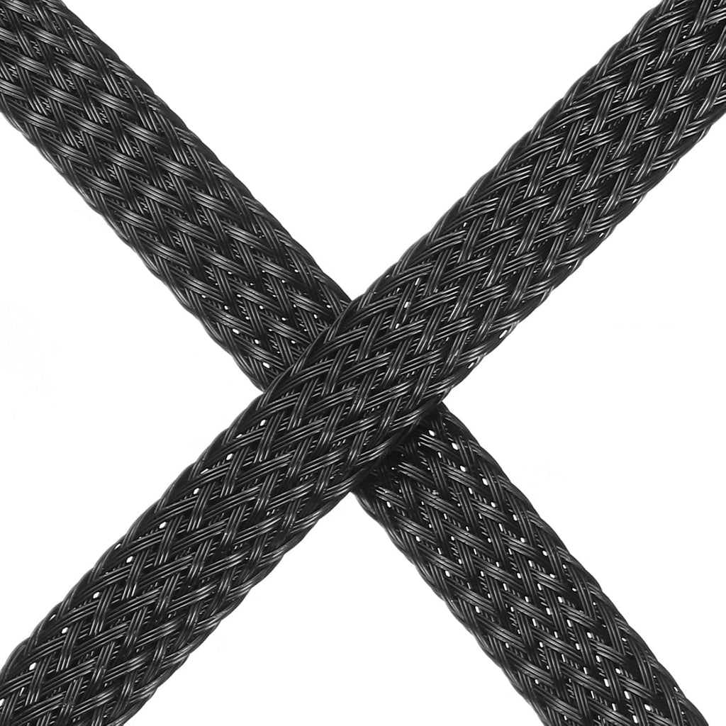 uxcell Cable Sleeving, 1/4 inch -100ft PET Braided Cable Sleeve, Expandable Braided Cable Sleeve for TV/Computer/Home Theater/Other Home Device Cable - Black