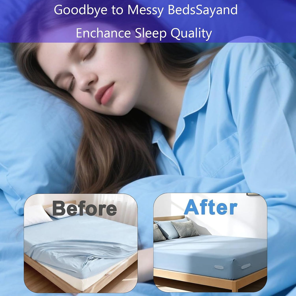 Bed Sheet Holders for Corners - Fitted Sheets Holder- 4Pcs Sheet Holders No More Loose Sheets, Easy Install for All Mattresses (Style 2)