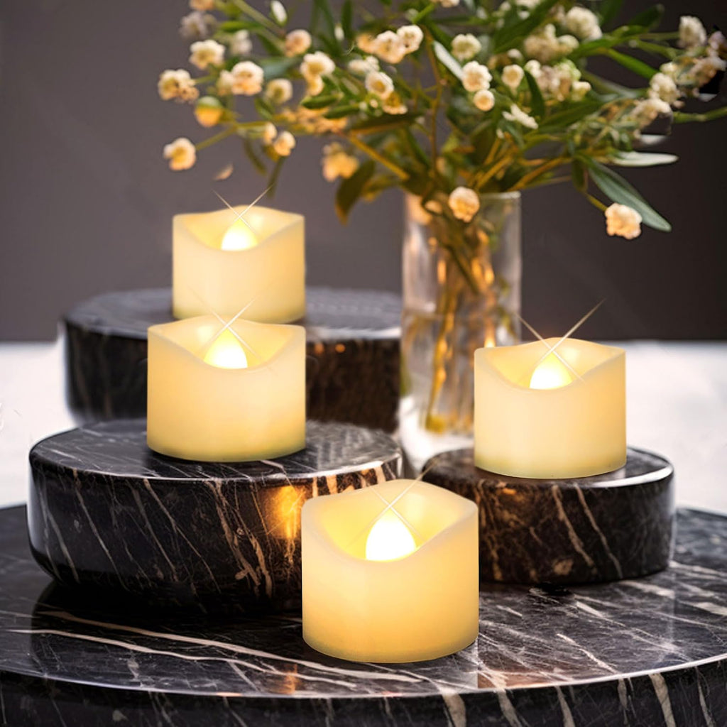 Battery Operated Flameless Warm White LED Tea Lights Votive Candles 6 Pack