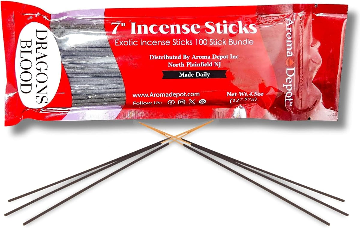 Aroma Depot Dragon's Blood 7" Incense Sticks - 85 Count, 7" Each, Burns 35-45 Mins, Exotic Long-Lasting Fragrance
