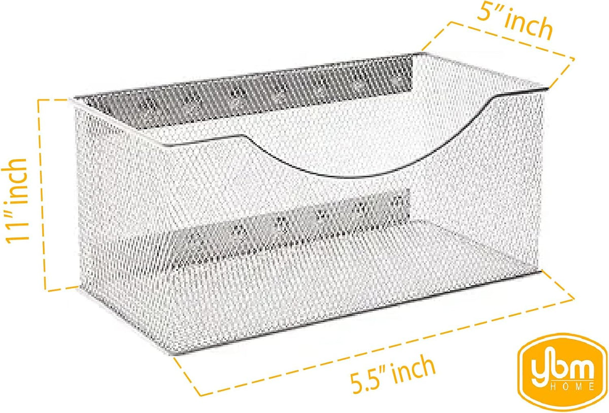 YBM HOME Silver Storage Basket Trash Caddy, Container, Desk Tray, Office Supply 11 in. L x 5.5 in. W x 5 in